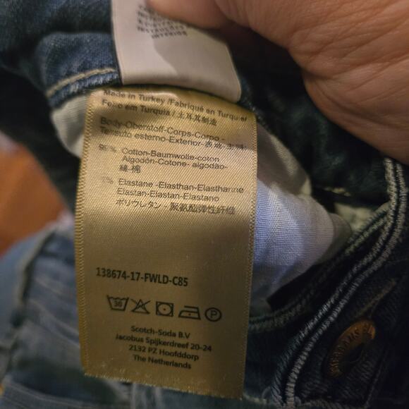 Scotch & Soda Amsterdams Blauw Heart Print Skinny Jeans 28/32 - Picture 5 of 8